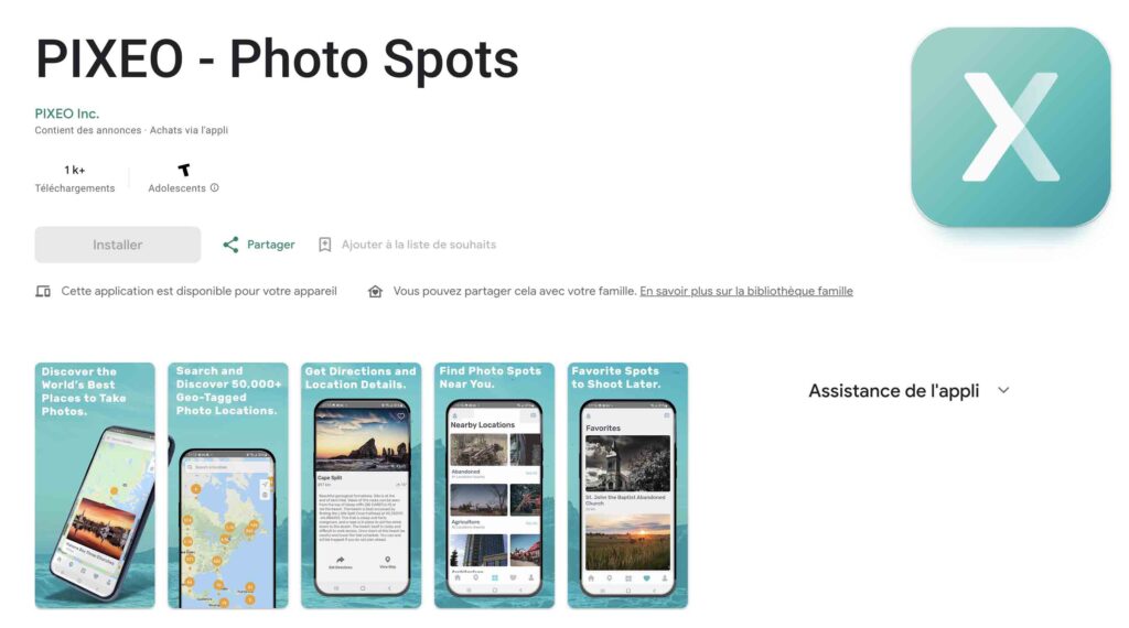 capture ecran du site pixeo pour trouver des spots photos partout dans le monde